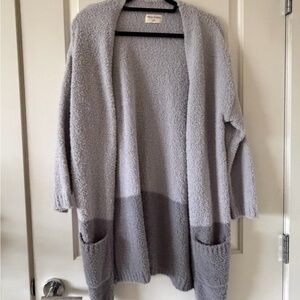 Thread & Supply Light Gray Open-Front Cardigan